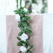 BalsaCircle 6 feet 3D Chain Silk Rose Garlands Wedding White